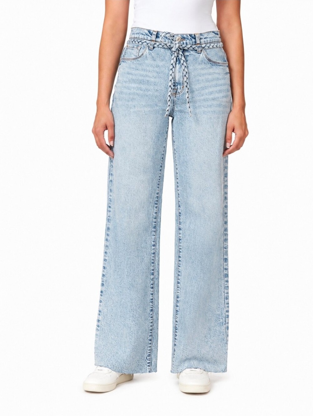 ❤️ NWOT! KENSIE CARLA HIGH RISE WIDE LEG JEANS WITH BRAIDED BELT, 6 (28) - Picture 1 of 12